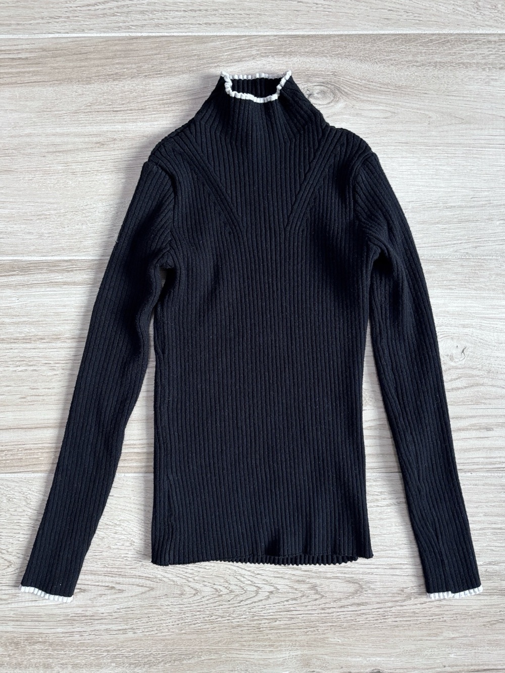 Philosophy Ribbed Knit Mock Neck Black Sweater Contrast Women’s Size XS